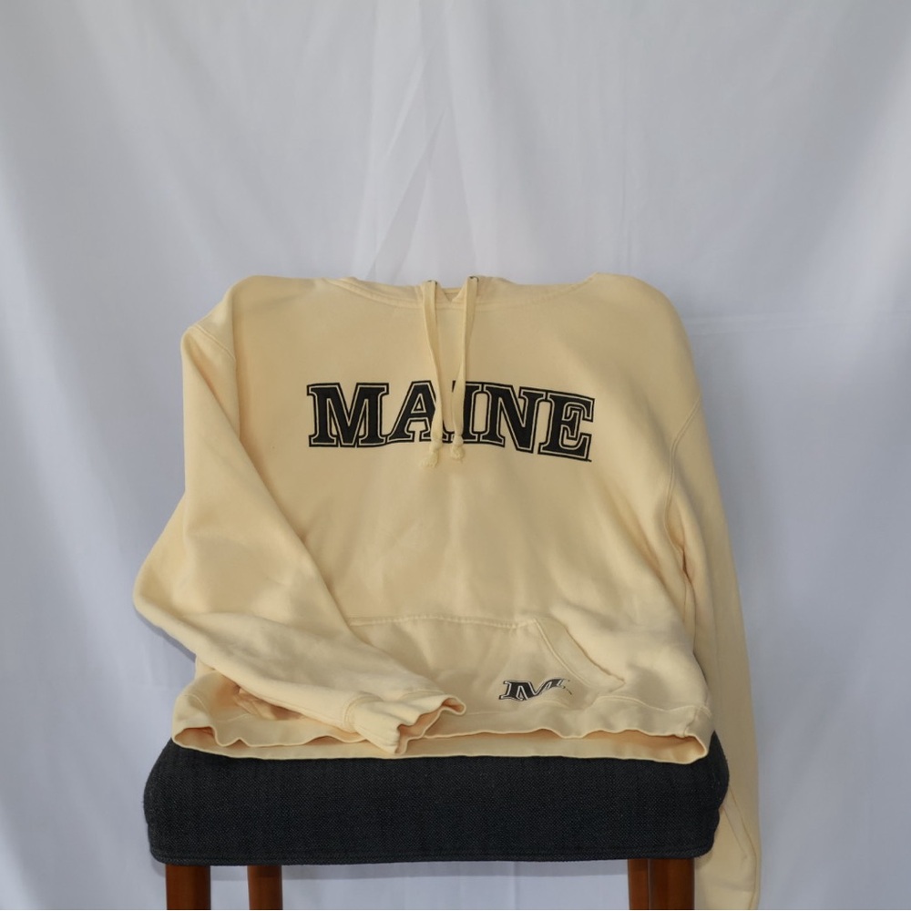 Cream Hoodie with 'MAINE' Print